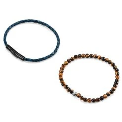 Lucleon Bracelet William 925 Oeil De Tigre & Bleu -Bijouterie Soldes Boutique bghjvghkj