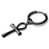 Lucleon Boucle D'oreille En Titane Noir Avec Pendentif Ankh -Bijouterie Soldes Boutique black steel drop hoop earring with ankh charm