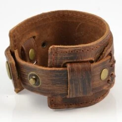 Collin Rowe Bracelet En Cuir Brut Marron -Bijouterie Soldes Boutique brunt bredt laederarmband 4