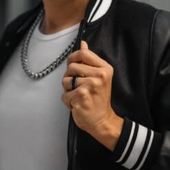 Fort Tempus Anneau En Titane Noir à Bande Centrale -Bijouterie Soldes Boutique dsc4669 sq