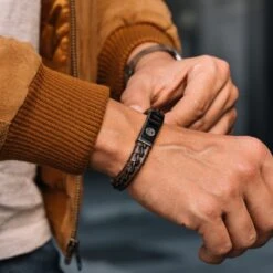 Lucleon Bracelet En Cuir Brun Lacé -Bijouterie Soldes Boutique dsc5528 h