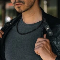 Collin Rowe Collier En Cuir Noir Tressé 5mm -Bijouterie Soldes Boutique dsc5877hover