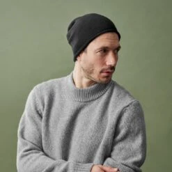 Fawler Bonnet Noir En Laine Mérinos Franke Montagna -Bijouterie Soldes Boutique frankeblack 23