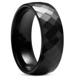 Lucleon Bague En Céramique à Facettes Noire