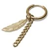 Lucleon Boucle D'oreille En Acier Doré Avec Pendentifs Plumes Et Chaîne