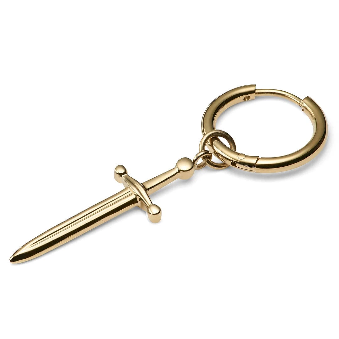 Lucleon Boucle D'oreille En Acier Doré Avec Pendentif épée 3 Lucleon Boucle D'oreille En Acier Doré Avec Pendentif épée