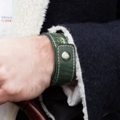 Salt & Hide Bracelet En Cuir Vert Reeve -Bijouterie Soldes Boutique greenbracelet1