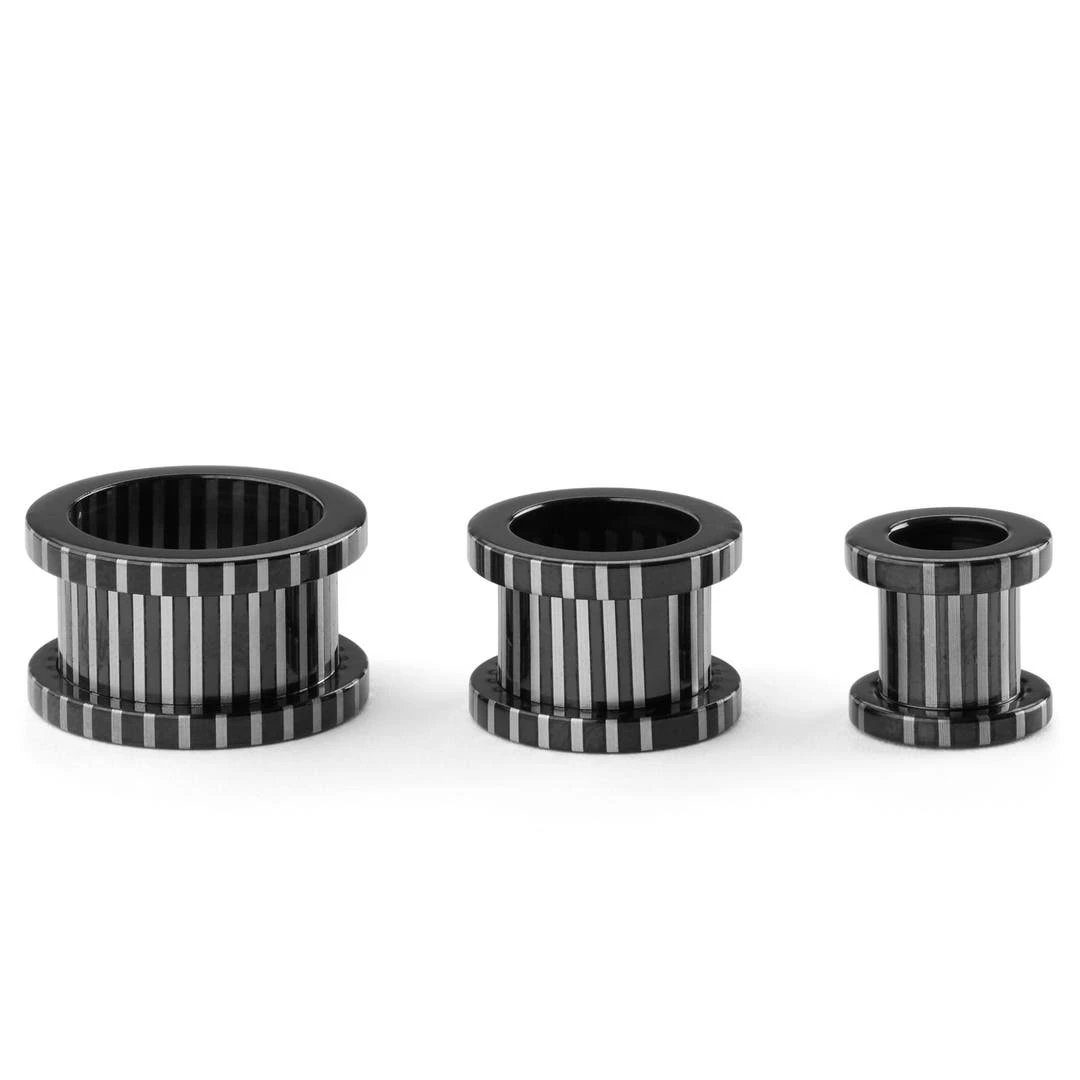 Fort Tempus Boucle D'oreille Tunnel écarteur En Acier Rayé 4 Fort Tempus Boucle D'oreille Tunnel écarteur En Acier Rayé – Image 2