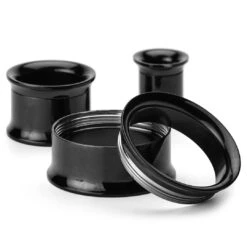 Fort Tempus Tunnel écarteur En Acier Noir à Bords Minces -Bijouterie Soldes Boutique iii3 9