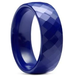 Lucleon Bague En Céramique à Facettes Bleue