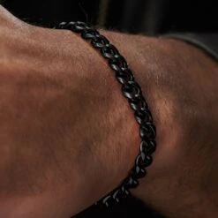 Lucleon Gourmette à Mailles Noires De 8 Mm -Bijouterie Soldes Boutique jwm megashoot bracelets 15086 1bm1