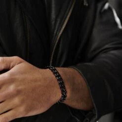 Lucleon Gourmette à Mailles Noires De 10 Mm -Bijouterie Soldes Boutique jwm megashoot bracelets 15089 1