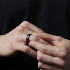 Fort Tempus Bague Noire En Acier à Motif à Croisillons -Bijouterie Soldes Boutique jwm pnnp 2 16995