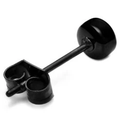 Lucleon Boucle D'oreille "bouton" En Acier Noir 4 Mm -Bijouterie Soldes Boutique ll round earrings black 4mm 1 2