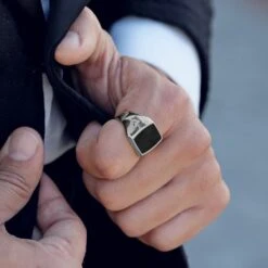 Northern Jewelry Grosse Chevalière En Argent 925 Et Onyx -Bijouterie Soldes Boutique onyks 1