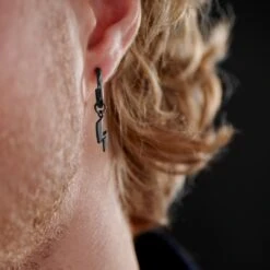 Lucleon Boucle D'oreille En Acier Noir Avec Pendentif éclair -Bijouterie Soldes Boutique rel megashoot 2 earrings 22206 tobiasst 3