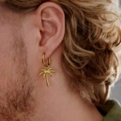 Lucleon Boucle D'oreille En Acier Doré Avec Pendentif Palmier -Bijouterie Soldes Boutique rel megashoot 2 earrings 22214 tobiasst 2
