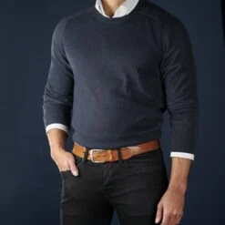 BSWK Ceintuire En Cuir Brun Marbré De Noir -Bijouterie Soldes Boutique rel megashoot belts 12146 1 1