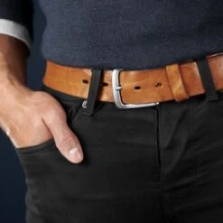 BSWK Ceintuire En Cuir Brun Marbré De Noir -Bijouterie Soldes Boutique rel megashoot belts 12146 2