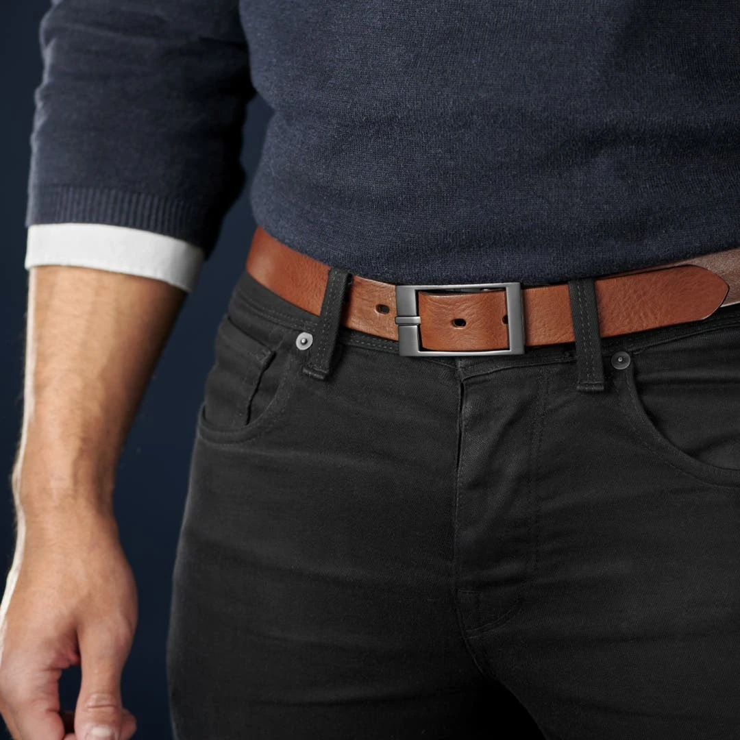 BSWK Ceinture Moderne En Cuir Marron Foncé 6 BSWK Ceinture Moderne En Cuir Marron Foncé – Image 4