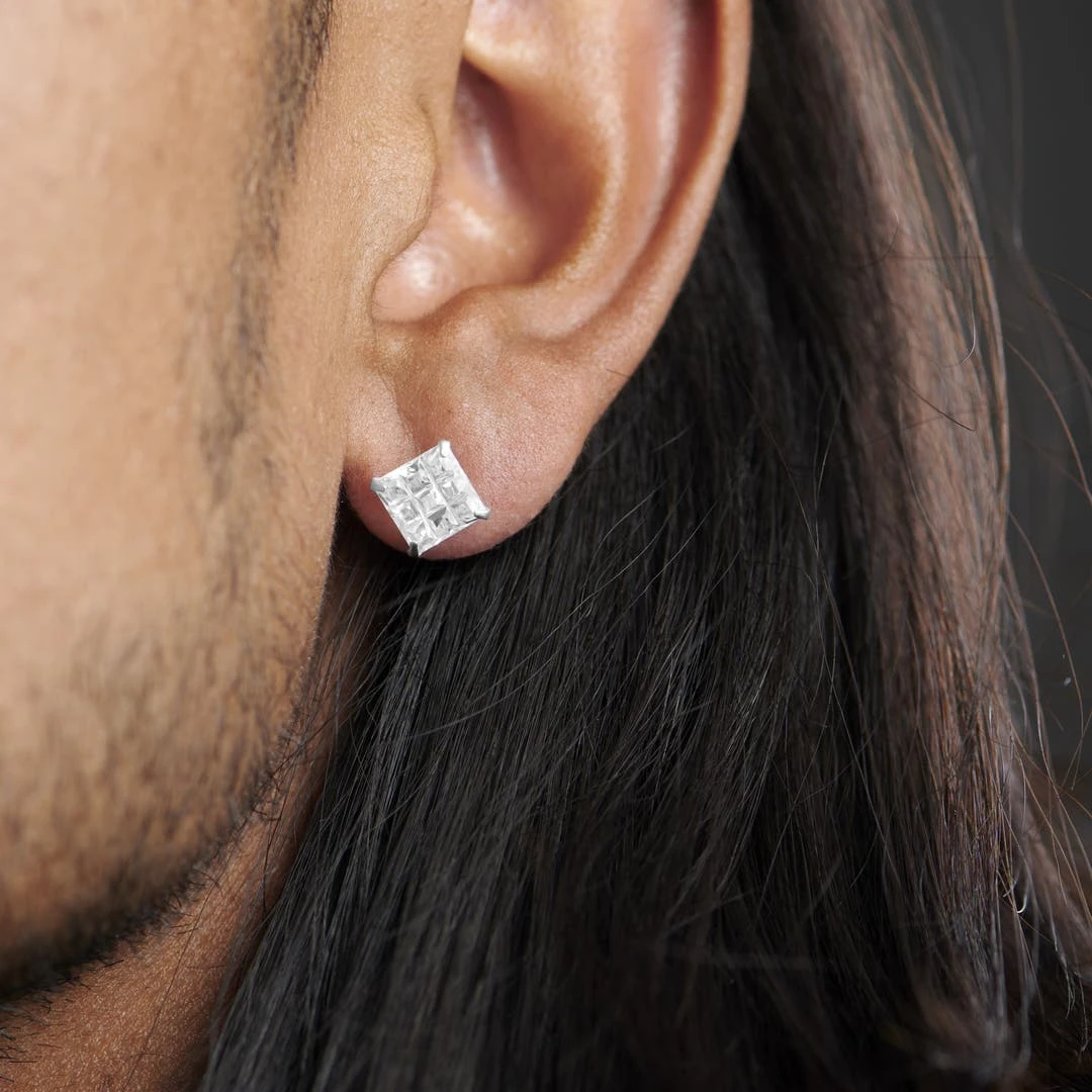 Fort Tempus Boucle D'oreille Zircone Carrée à Facettes - 8 Mm 6 Fort Tempus Boucle D'oreille Zircone Carrée à Facettes - 8 Mm – Image 4