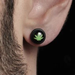 Fort Tempus Boucle D'oreille Magnétique Feuille De Cannabis -Bijouterie Soldes Boutique rel megashoot earrings 16794 1 bm
