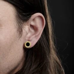 Fort Tempus Tunnel En Acier Doré à Bords épais -Bijouterie Soldes Boutique rel megashoot earrings 18352 1 3