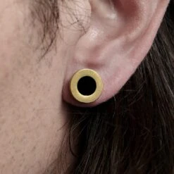 Fort Tempus Tunnel En Acier Doré à Bords épais -Bijouterie Soldes Boutique rel megashoot earrings 18352 1 4