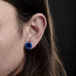 Fort Tempus Tunnel écarteur En Acier Bleu Et Rebords épais -Bijouterie Soldes Boutique rel megashoot earrings 18417 1 3