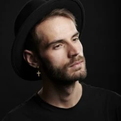 Lucleon Boucle D'oreille Avec Croix Et Anneau Doré -Bijouterie Soldes Boutique rel megashoot earrings 20202 2