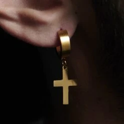 Lucleon Boucle D'oreille Avec Croix Et Anneau Doré -Bijouterie Soldes Boutique rel megashoot earrings 20202 3 bm