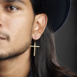 Fort Tempus Boucle D'oreille Avec Pendentif Croix Dorée 9 Fort Tempus Boucle D'oreille Avec Pendentif Croix Dorée -Bijouterie Soldes Boutique rel megashoot earrings 20204 2