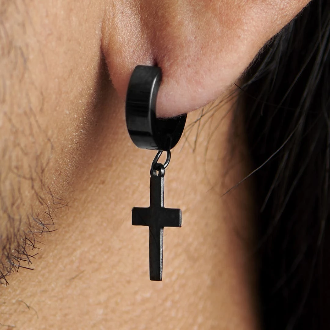 Lucleon Boucle D'oreille Avec Croix Noire 7 Lucleon Boucle D'oreille Avec Croix Noire – Image 5