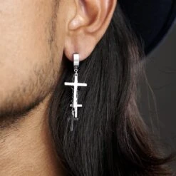 Fort Tempus Boucle D'oreille Trio De Croix Argenté -Bijouterie Soldes Boutique rel megashoot earrings 20561 2