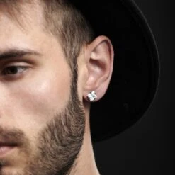 Lucleon Boucle D'oreille Noire Mate Et Zircone 6mm -Bijouterie Soldes Boutique rel megashoot earrings 6079 1