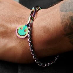 Lucleon Bracelet Amager Clarke Arc-en-ciel à Maille Torsadée Et Maille Gourmette Avec Pendentif Smiley -Bijouterie Soldes Boutique rst acpa collectionpage rainbow23137 bjarkejohansen 2a bm