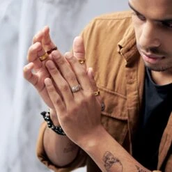 Lucleon Bague Aesop En Vagues De Titane Argenté Et Doré -Bijouterie Soldes Boutique rst ll aesop ring