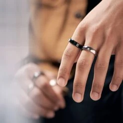 Lucleon Anneau Aesop Kash En Titane Noir -Bijouterie Soldes Boutique rst ll aesop rings xxxx bundle 3ab asbjoernb 1x1 3