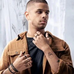 Lucleon Anneau Aesop Reed En Titane Noir Et Argenté -Bijouterie Soldes Boutique rst ll aesop rings xxxx bundle 4abc asbjoernb 1x1 4 1