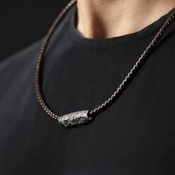 Fort Tempus Collier En Cuir Marron Et Rune Ovale -Bijouterie Soldes Boutique rst megashoot neck 14363 2