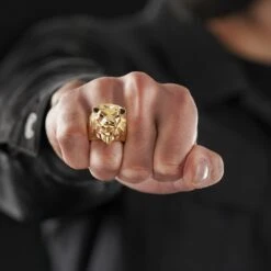 Moody Mason Bague Dorée à Tête De Lion Mack -Bijouterie Soldes Boutique rst megashoot rings 2 19972