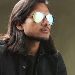 Paul Riley Lunettes Aviator Argentées Et Bleues Polarisées -Bijouterie Soldes Boutique rst megashoot sunglas 13911 2