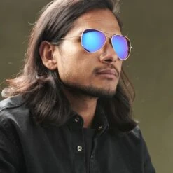 Paul Riley Lunettes De Soleil Aviateur à Montures Dorées Et Verres Irisés -Bijouterie Soldes Boutique rst megashoot sunglas 17167 2