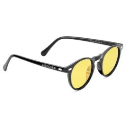 Sidegren Lunettes De Soleil Rétro Noires à Verres Ronds, Jaunes & Polarisés -Bijouterie Soldes Boutique sg35 3