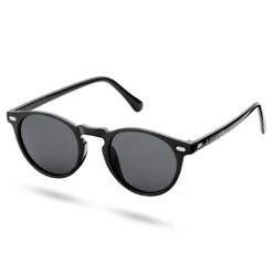 Sidegren Lunettes De Soleil Rétro Noires à Verres Ronds Polarisés -Bijouterie Soldes Boutique sg37 1