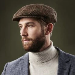 Fawler Casquette Plate Fido Boston à Motif Pied De Poule Marron -Bijouterie Soldes Boutique ste megashoot hats 17200 2