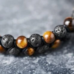 Arkai Bracelet Sanatio Double Rang En Oeil De Tigre Et Pierre De Lave -Bijouterie Soldes Boutique ste sbcl ig 1x1 bracelet arkai 23678 5