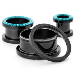 Fort Tempus Tunnel écarteur En Acier Avec Pierres Bleu Sarcelle -Bijouterie Soldes Boutique teal3 10