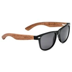 Waykins Lunettes De Soleil Rétro Noires à Verres Polarisés Et Branches En Bois -Bijouterie Soldes Boutique wa39 3