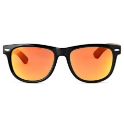 Waykins Lunettes De Soleil Rétro Noires à Verres Polarisés Jaunes Et Branches En Bois -Bijouterie Soldes Boutique wa41 2